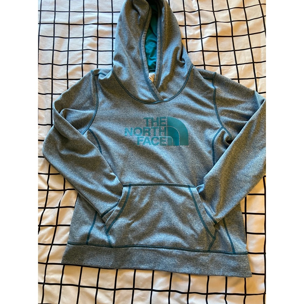 Teal North Face Hooded Sweatshirt